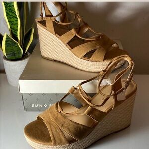 Sun + Stone Women's Brown Wedge Sandals